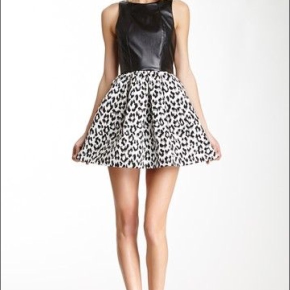 NEW Love Ady Faux Leather Animal Print Dress - Picture 2 of 5